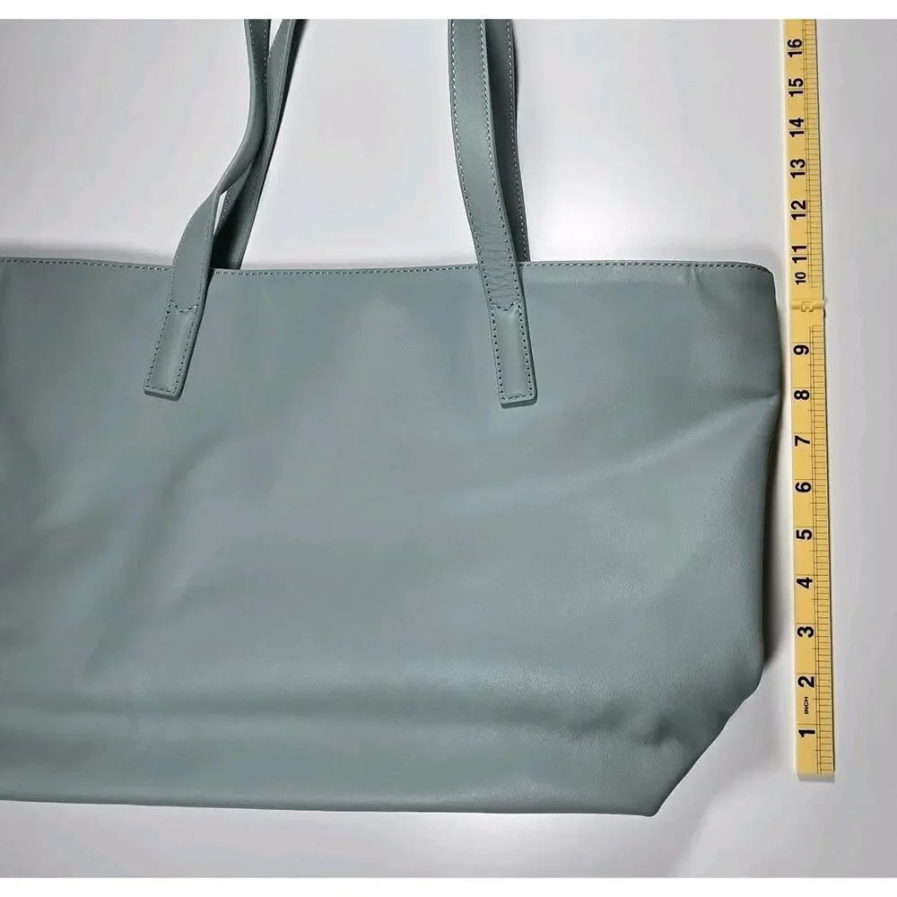 Quince Italian Leather Classic Tote Bag Dusty Blue NWT Laptop Work Shoulder Bag
